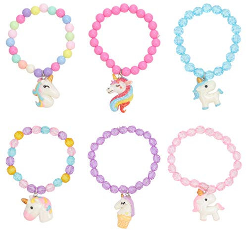 Toddmomy 6st Armband Schlagarmbänder Für Kinder Mädchen Regenbogen-armreif Kinder-Party-Handgelenk-dekor Einhorn-Regenbogen-armbänder Kinderschule Füllstoff Acryl Tier