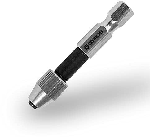 Gyros Keyless Mini Adapter Chuck, ¼ Inch Hex Shank, Small Drill Bit Adapter Chuck, 0 to 0.039 Inch, Micro Drill Chuck for Cordless Screwdrivers, Dremel, & Power Tools
