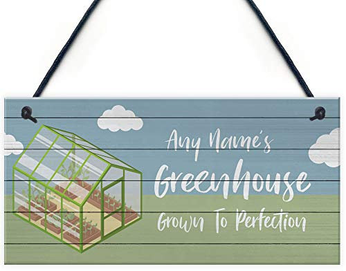 RED OCEAN Quirky Greenhouse Sign PERSONALISED Hanging Garden Shed Sign Home Decor Gift