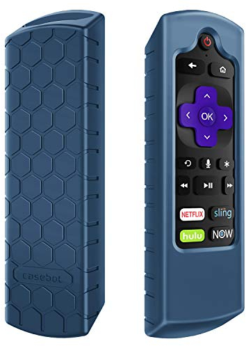 CaseBot Schutzhülle für Roku Voice, Roku Express HD,4K+, Ultra LT Enhanced Voice, Express 3930, Premiere+ 3921, Streaming Stick+ Fernbedienung, Honey Comb Anti-Rutsch-Stoßfeste Silikonhülle, Cyanblau