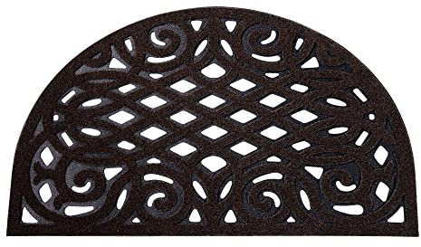Nicoman Outdoor Doormat Decorative Stair Mats Heavy Duty Drainage Dirt Trapper Porch Rubber Skid Proof Anti Slip - (Half-Moon, Chocolate, 75 x 44cm)