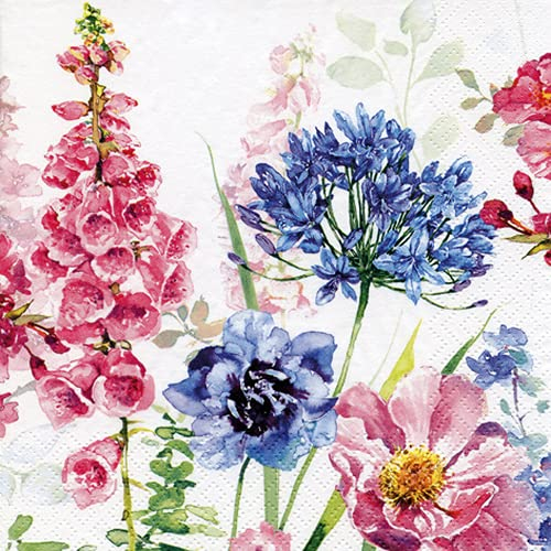 20 Servietten Bl?tezeit in Wasserfarben | Blumen | Frühling | Sommer | Tischdeko 33x33cm