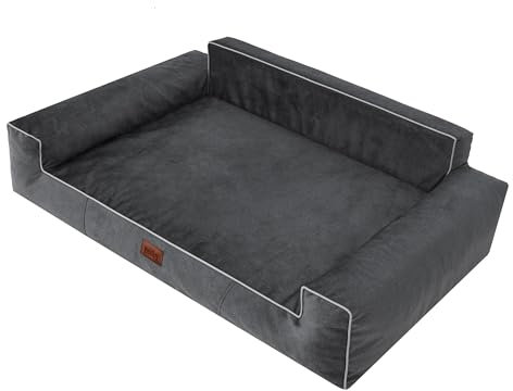 HOBBYGARDEN Hundebett Hundekissen Bett Kissen Haustierbett Hundeliegen Hundesofa Hundecouch Liegen Sofa Hundekorb Tierbett Weich, Schwarz, 98 x 66 cm