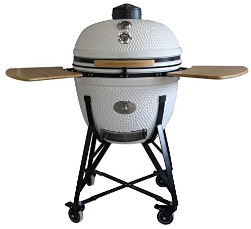 YNNI KAMADO TQ0C23LG Großer Grill, 58,4 cm, Hellgrün mit Chipfeeder, BBQ, Keramik, Ei, Smoker, TQ0C23LG