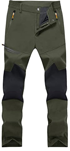 EKLENTSON Men's Trousers Lightweight Cycling Water Resistant Trousers Stretch Outdoor Pants for Fishing Camping Climbing Army Green,36