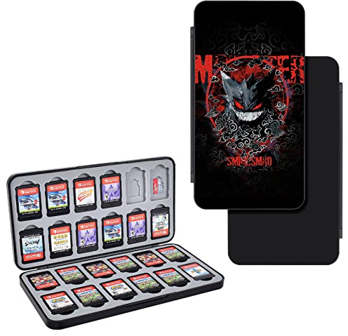 DLseego Switch Spiel Aufbewahrungskoffer für Nintendo Switch-Spielkarten, Tragbare Aufbewahrungsbox mit 24 Spielkartensteckplätzen und 24 Micro-SD-Kartensteckplätzen,Gengar