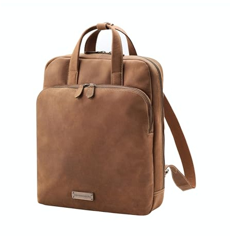 DRAKENSBERG Leder 16 Business-Rucksack 'Porter' Damen, Herren, Laptop Daypack, Trolley-Sleeve, Organizer, 12L - Havanna-Braun, DR00313