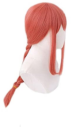 Anime Chainsaw Man Makima Cosplay Wigs Red Braided Long Heat Resistant Synthetic Hair Halloween Party Role Play + Hairnet