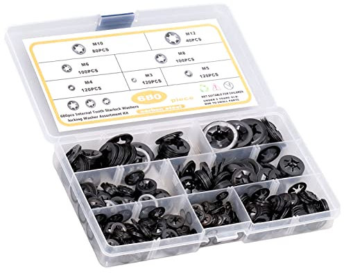 Flache Unterlegscheiben, 7 Größen Sicherungsscheibe Befestigung Push On Carbon Steel 680Pcs Industrial für Haushaltsgeräte für mechanische Geräte