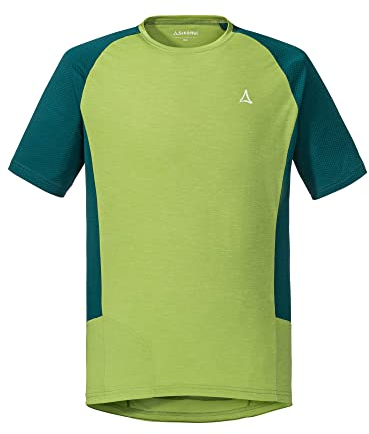 Schöffel Herren Shirt Auvergne M, geruchshemmendes Radtrikot, schnell trocknendes Funktionsshirt mit Taschen, Green Moss, 48