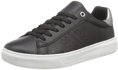 Geox J NETTUNO Girl A Sneaker, Black/DK Silver, 31 EU