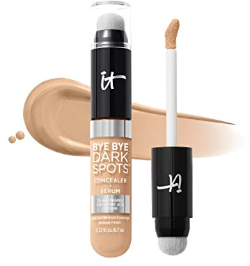 IT Cosmetics, Bye Bye Dark Spots Concealer + Serum, Medium Coverage, Made with Niacinamide, Hyaluronic Acid & Caffeine, Shade: 22 Light Neutral, 6.7 ml