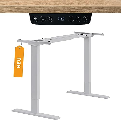 boho office® Höhenverstellbarer Schreibtisch Gestell - Elektrisch stufenlos, 2 Starke Motoren, 2-Fach Teleskop, Kollisionsschutz, Kindersicherung, USB-Anschlüsse - Homedesk Eco Silber