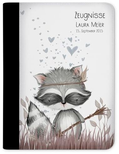 CreaDesign Customize A4 Zeugnismappe für Kinder 26,7x32,7x1 cm, Sichtbuch mit 10 Klarsichthüllen, erweiterbar auf bis zu 20 Taschen, Dachs design, Dokumentenmappe für Schüler