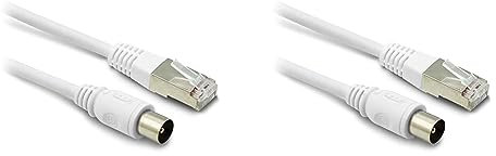 Metronic Câble RJ45 / TV coaxial 9,52mm mâle/mâle 2 mètres - 395285 (Lot de 2)