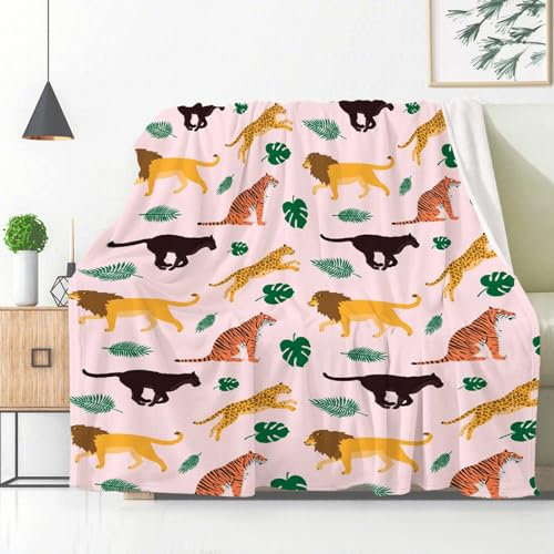 SJSXWQN Couverture Polaire 150 x 200 cm LéOpard Rose Plaid Polaire Plaid Canape en Flanelle Doux et Chaude Couverture 1 Personne pour Lit Jeté de Canapé, Pique Nique