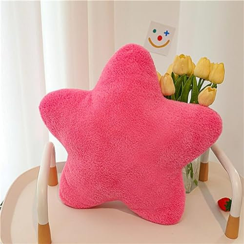 Herfair Kuschelkissen Kinder Sternkissen, Weiche Flauschige Sternform Zierkissen Sofakissen, Plüsch Kissen Dekokissen für Kinderzimmer Schlafzimmer Deko (Rosa Rot,30 cm)