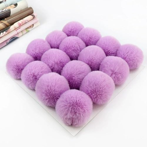 SYSUII 15 Stück 6cm Kunstfell Pompon Fellbommel Kunstfell Bommel Pompon Pom Ball DIY Fell Pom Poms für Damen Mädchen Mützen Beanies Tasche Weihnachtsdekoration Schlüsselanhänger Dekoration -Lila