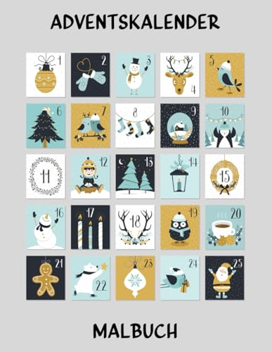 Adventskalender Mandala Malbuch für Erwachsene: 24 Tier Mandala Motive zum ausmalen
