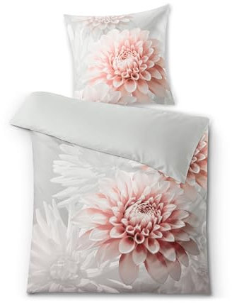 Bettwäsche Satin, Dalie Silbergrau, 1-155x220 /1-80x 80