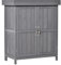 Outsunny Armadio da Giardino a 2 Ripiani e 2 Ante, Mobile da Esterno Salvaspazio in Legno di Abete con Tetto Apribile, 74x43x88 cm, Grigio