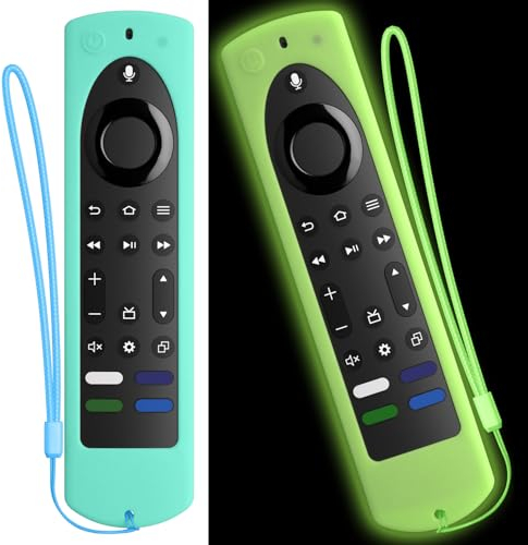 PIUAMUNKJ for 2023 Fire TV Stick 4K Max (2nd Gen) /Omni Series/Insignia/Toshiba/Fire TV 2-Series/4-Series- Alexa Voice Remote Control Silicone Cover with Lanyard(Mint+Luminous Green)