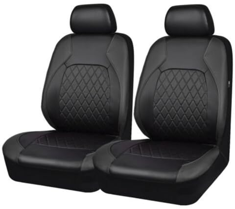 Universal Auto Sitzbezüge für Mini Clubman/Countryman R55 F54/R60 F60 One/S/Cooper/JCW 5-Seats Allwetter rutschfest Leder Vordersitze Rücksitze Schonbezug Sitzschoner,2 Seats-Black