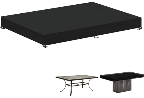 LAMUNI Housse Table de Jardin 200x100x15cm Housse Salon de Jardin, Bâche Table Jardin Rectangulaire Housse pour Plateau de Table Jardin, Tissu Oxford 420D Imperméable Housse de Meuble de Jardin