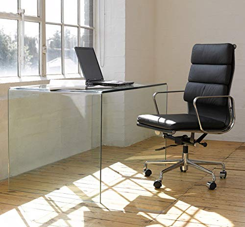 HABITMOBEL Mesa Escritorio despacho Moderna Cristal Curvado Transparente, 125 x 70 cms