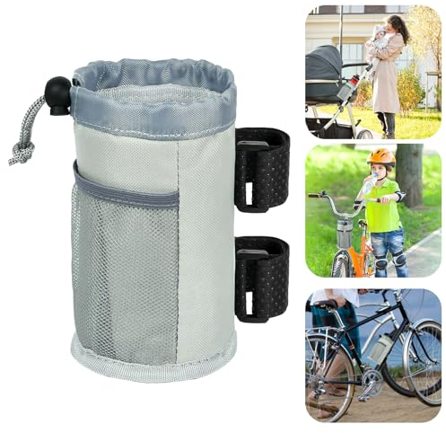 Porte Bidon Velo,Porte Gourde Velo sans Vis,Porte Bidon avec Poche en Filet et Fermeture à Cordon, avec Sac de Rangement pour VTT Bicyclettes, Poussettes, Motos