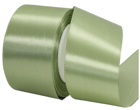 22m Satinband Geschenkband Salbei Grün 50mm Breit,Auto Seidenband Dick Schleifenband Satin Dekoband Geschenkverpackung Deko Band Stoffband für Halloween Weihnachten Hochzeit Taufe Geburtstag DIY