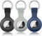 3 Piezas Meliya Funda Protectora Ligera Silicona Suave con Llavero para Localizador Apple Airtags,Funda Anti-Perdida Anti-Rasguños para AirTag(No Incluye AirTags)(Negro/Azul/Gris)