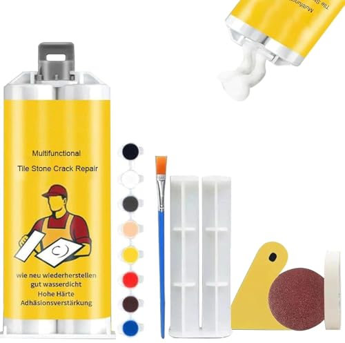 Tile Stone Crack Repair Kit, Multifunctional Ceramic Stone Tile Floor Crack Repair Kit, Tile Granite and Marble Repair Kit, Tile Repair Paste with Tool Kit, 85g (1)