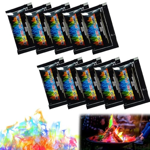 Feuerfarben Pulver 10 PCS Buntes Feuer Pulver Feuerpulver Bunt Feuerfarben Pulver für Buntes Feuer Buntes Feuer Feuerfarbe für Outdoor-Aktivitäten Feuerstellen Lagerfeuer und Mehr (10g)