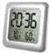 Grande horloge murale étanche pour salle de bain, numérique, résistante à l'eau, température de douche, hygromètre à grands chiffres pour personnes âgées, 4 ventouses, support de table, 12/24h, °F/°C