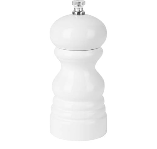 nisbets limited DN652 Pepper Grinder, Hevea, White | Easily adjust grinding tension to customize seasoning output, built for busy commercial foodservice environments.
