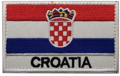 GreatRise 2 Stück Kroatien Flagge Patch Militär Abzeichen, 8 × 5cm Hook and Loop Europa Flaggen Gestickt Abzeichen Bunt Selbstklebender Patch für Kleidung Rucksack Uniformen Weste Jacke
