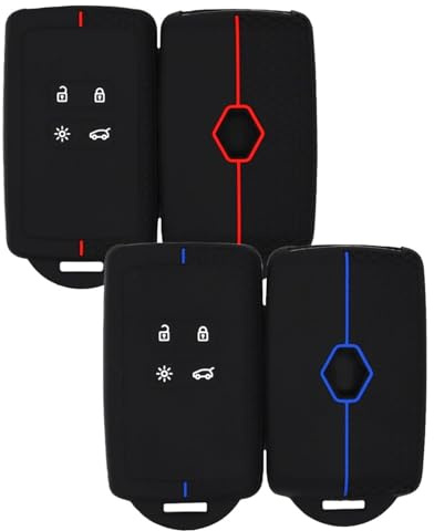 2 Pièces Coque Clé Silicone, Coques Clé Voiture , Coques Clé Voiture, Housse Clé Silicone, Convient à La Plupart Clés de Voiture (Ligne Bleue/Rouge)