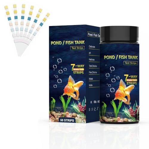XoeLLe 100 Stück Aquarium Wassertest, 7 IN 1 Aquarium Teststreifen, Wasserhärte Teststreifen, Aquarium Test, Schnelle Messung von pH, Wasserhärte, Chlor, Nitrit im Aquarium, Fischbecken, Teich