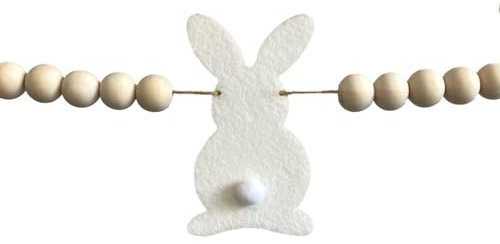 Osterhasen-Girlande mit Holzperlen, für Kaminsims, Tischtreppen, Baum, Ostern, Frühling, Heimdekoration, mehrfarbig, Größe XXL, 300 cm