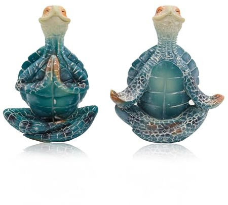 Meditations-Yoga-Schildkrötenstatue, Meeresschildkröten-Dekor, Küstenraumdekoration, meditierende Schildkröten-Figuren für Gartendekorationen, Stranddekorationen für Zuhause, Büro, Schreibtisch,