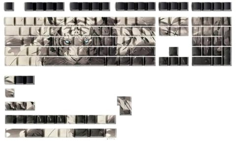 QPSJXN Shine Through Side Printed Tiger Theme Keycaps Compatible With And Wooting Keyboards 134