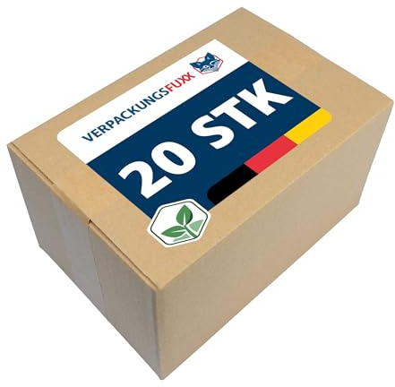 VERPACKUNGSFUXX Versandkartons Basic 20er Set | stabile Faltkartons 298 x 198 x 165 mm | kleine braune Kartons aus robuster Wellpappe | ideal für den sicheren Versand