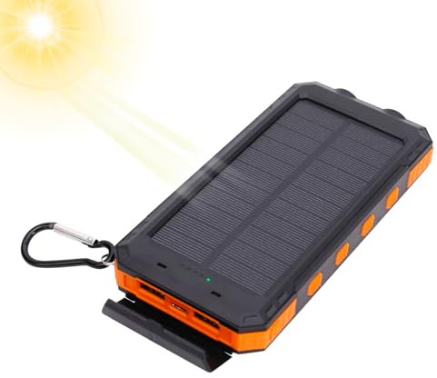 Cargador Solar Power Bank, 20000 mAh Banco De Energía Solar Cargador Portátil con Linterna Phone Charger Power Bank para Acampada Y Exteriores, 15.8x7.8x2.5cm