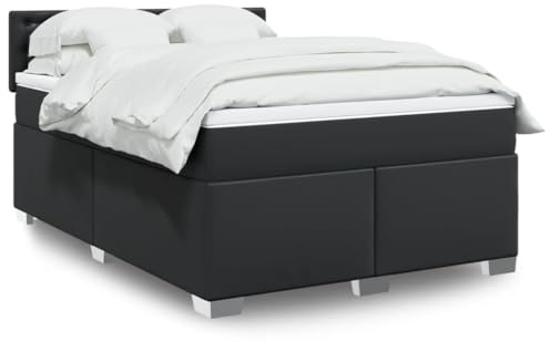 WSJHUHK Möbel, Betten & Accessoires, Betten & Bettrahmen, Boxspringbett mit Matratze, schwarz, 140x190 cm, Kunstleder