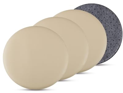 Bestlivings 4er Pack Stuhlkissen Taupe Ø38 cm Lederimitat mit Anti-Rutsch, Sitzauflage für Zuhause, Büro und Garten, ideal für Komfort und Stil