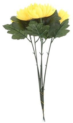 Garneck 5pezzi Fiore Crisantemo Artificiale Fiori Gialli Per Decorazioni Autunnali Fiori Crisantemo Realistici Per Cimitero Finto