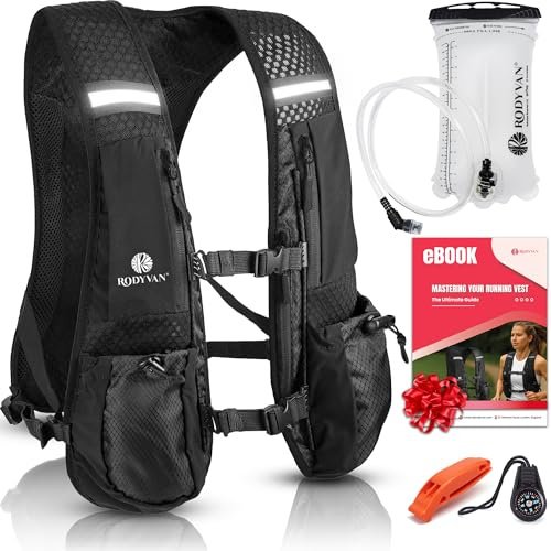 RODYVAN Running Vest | Adjustable Reflective Vest for Men & Women with Phone Holder and Storage | Bounce-Free Lightweight and Breathable | Perfect for Running Cycling Hiking