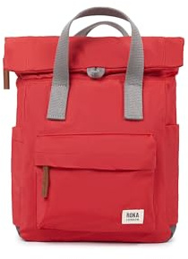 ROKA London Canfield Roll Top Backpack in Chilli Oil | Nylon Roll Top Rucksack, Magnetic Closure, Multi Pockets, for Work, School & Travel