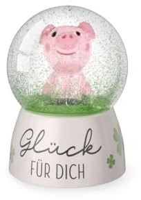 Schneekugel Glitzerkugel Ø 4,5 cmx H 6 cm Geschenk Schutzengel Glücksschwein (Glücksschwein - 7007811)